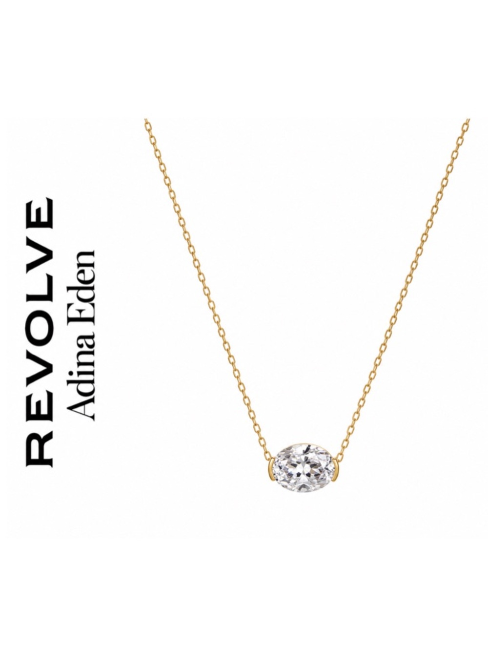 Adina Eden Moissanite Oval Semi Bezel Pendant Necklace Gold 2 Carats